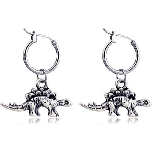 1Pair Punk Retro Cute Small Dinosaur Hoop Earring For Women European Personality Vintage Gold Metal Color Animals Jewelry