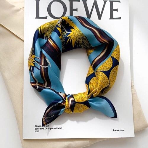 New Fashion 100% Silk Square Scarf For Women 53cm Neck Hair Tie Band Bag Warp Soft Neckerchief Headscarf Female FJ552