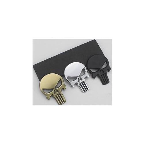 1X Car Styling 3D Metal Punisher Skull Emblem Badge Stickers Decals Auto Truck Motorcycle Car Accessories Automobiles