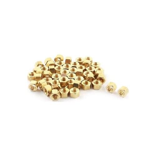 50Pcs(+-2%) M3 Female Thread Brass Pillar PCB Standoff Hexagonal Spacer 4mm
