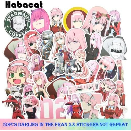 50Pcs/set Anime DARLING In The FRANXX Stickers For Motorcycle Luggage Laptop Refrigerator Skateboard Bicycle Guitar Toys Sticker