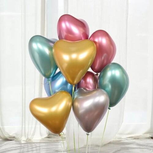 6pcs metal heart-shaped latex balloon 12 inch thickened childrens day party wedding proposal scene layout