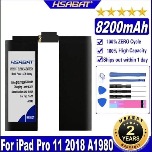 HSABAT A1980 A2013 A1934 A1979 A2042 8200mAh Battery for iPad Pro 11 2018 A1980 A2013 A1934 A1979 A2042 Tablet Batteries