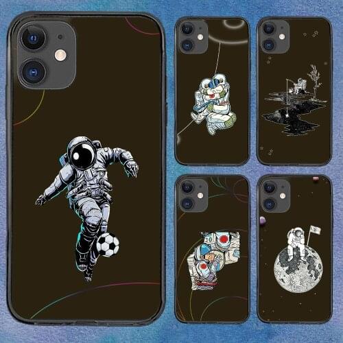 Astronaut Universe Funny Unique Phone Case For iphone 12 11 6 Mini Pro XS Max X XR 7 8 Plus Soft TPU Cover 12Pro 11Pro 12Mini