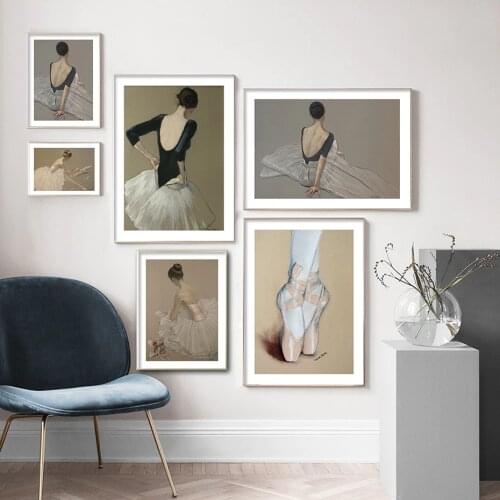 Ballet Dancer Hand Painted Oil Paintings European Style Poster and Prints Modern Living Room Canvas Pictures Wall Art Home Decor