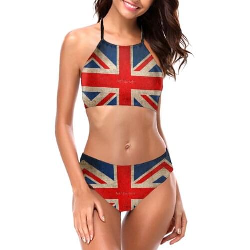 Bikinis Old And Worn Distressed Vintage Union Jack Flag Y sexy 2021 Women Swimsuit Low Waist Swimwear R333 Women Beach wear