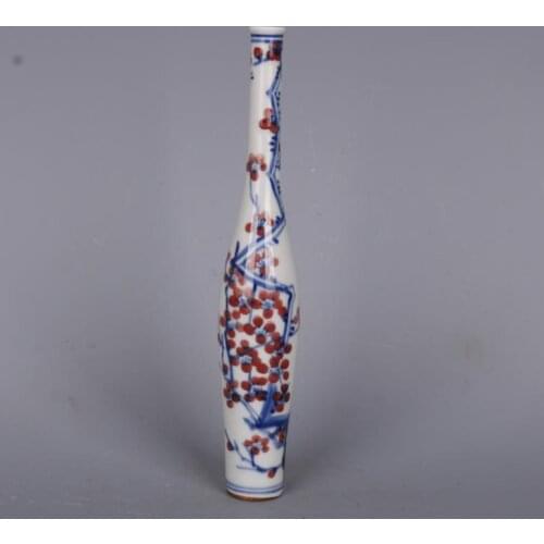 Qing Dynasty Blue And White Underglazed Red Ice Plum Vase Hand-painted Handmade Vase
