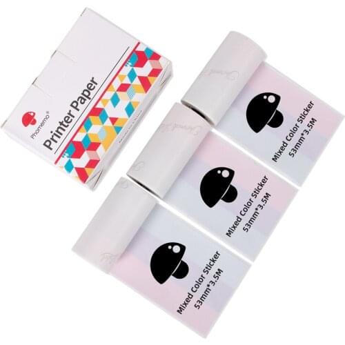 Phomemo Colorful Thermal Label Sticker Paper For M02 M02S M02Pro Bluetooh-Compatible Wireless 203/300dpi Printer 50mm*3.5m 3Roll