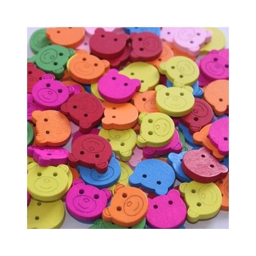 Wooden Multicolour Cartoon Button Clothes Accessories Handmade DIY Material Sewing Scrapbooking Buttons 20*18mm Pack Of 50pcs