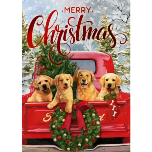 HJMGL 5D Diamond Painting Kits Animal Diamond Art Full Drill Rhinestone Painting Dogs On The Truck Mosaic Wall Decor