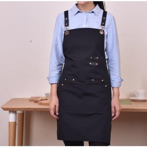 Canvas Apron Men And Women Restaurant Barista Milk Tea Floral Nail Art Painting Korean Fashion Work Clothes Custom Logo