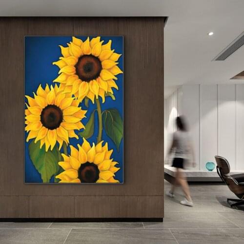 Classic Sunflower Wall Art Oil Painting Flowers Canvas Painting Posters Prints Art Pictures for Living Room Home Decor