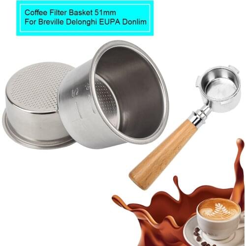 Coffee Products 2-Cup 4-Cup Non Pressurized Filter Basket 51mm Coffee Filter Cup Fit For Breville Delonghi Filter Krups