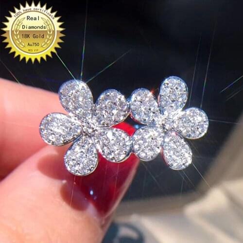 18k white gold ring Natural Real Diamond Ring Engagement&Wedding Jewellery have certificate 0022