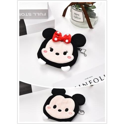 Disney Mickey Mouse Minnie Coin Purses Women Wallet Pouch Childrens Fluff Clutch Key Case Bag Pendant Adult Kids Girls Gift