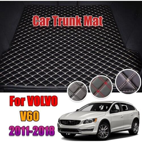 Leather Car Trunk Mat For Volvo V60 2011-2018 Cargo Liner Accessories Interior Boot