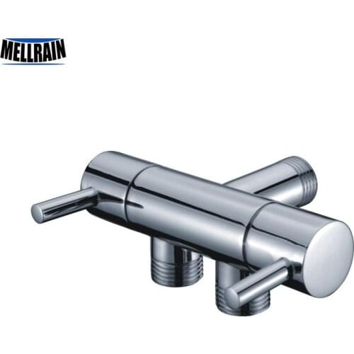 Brass chromed 1 Transfer 2 ways angle valve toliet & bidet & washing machine shut off valve 3* 1/2" single cold connectors