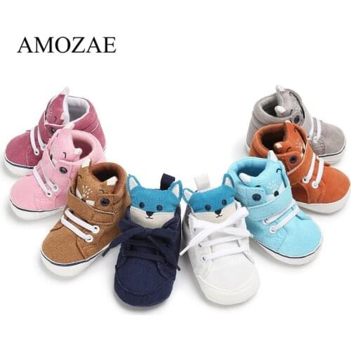 Baby Boy Girls Cute Casual Baby Shoes Toddler Amozae Newborn Baby Girls Autumn Fox Head Lace First Walkers Warm Sneakers Shoes
