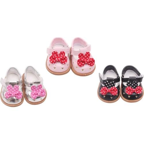Cute PU Leather Shoes Bowknot Shoes for 18" AG American Doll Dolls Accs