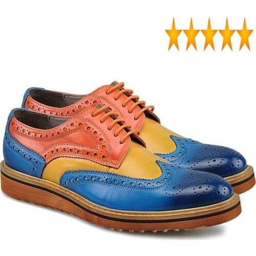 Men Fashion British Business Style Casual Luxury Brand Bullock Shoes Carved Platform Genuine Leather Mans Footwear
