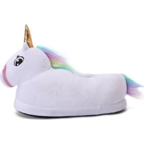 New Flannel Soft Warm White Children Slippers Girls Unicorn Pantuflas Kids Shoes for Adult