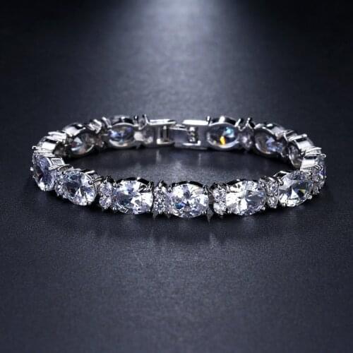 ORZTOON Vintage Bright Zircon Charm Bracelets for Women Luxury Silver Color Brass Bracelet Trendy Female Jewelry Gift For Guest