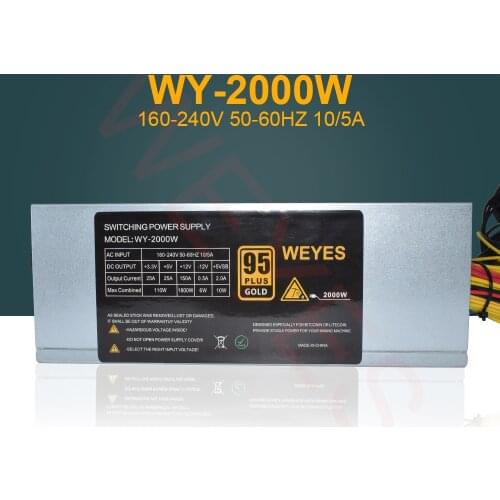 Super heat dissipation,Double fan 2000W ATX Professional miner power supply 8 graphics cards Stable 12V 150A Longer service life