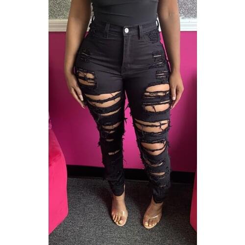 Sexy Skinny Denim Jeans Fashion Street Casual Pencil Pants Female Spring and Summer Clothing Hot Sale Ripped Jeans for Women