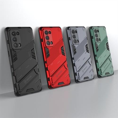 10Pcs/Lot Rugged Armor Hidden Kickstand Cover For OPPO Realme Q3 V13 Q3i8 Reno 6 5Z F19 Find X3 Pro Plus A94 5G 4G Phone Coque