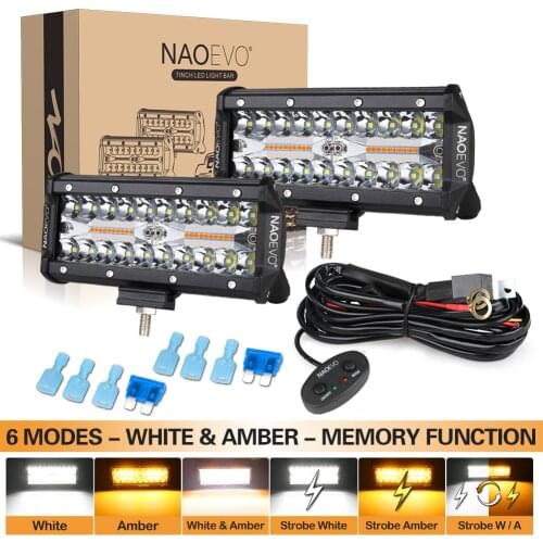 NAOEVO 7 inch LED Light Bar 4x4 Offroad 240W 6 Modes 12V 24V led Driving Fog Work Lamp for ATV Truck Boat Auto Accessories