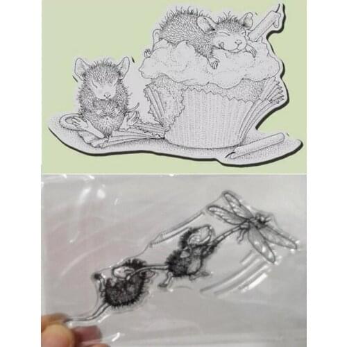 Mouse on Cake Transparent Clear Silicone Stamp/Seal for DIY scrapbooking/photo album Decorative clear stamp A392