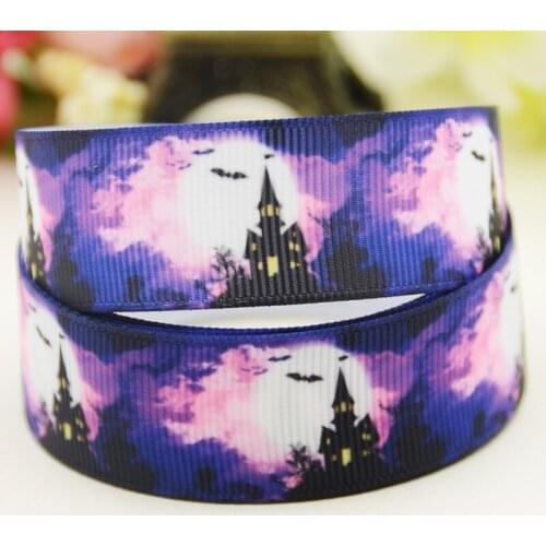22mm 25mm 38mm 75mm Halloween Cartoon printed Grosgrain Ribbon party decoration 10 Yards X-03507