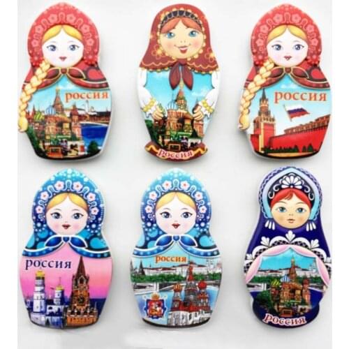 Russian Creative 3D Tourism Commemorative Gift Resin Magnet Matryoshka Doll Pocchr Refrigerator Stickers for Home Decor