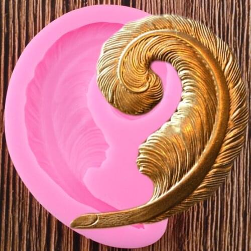 Feather Cake Border Silicone Molds Baby Birthday Fondant Cake Decorating Tools Candy Polymer Clay Chocolate Gumpaste Moulds