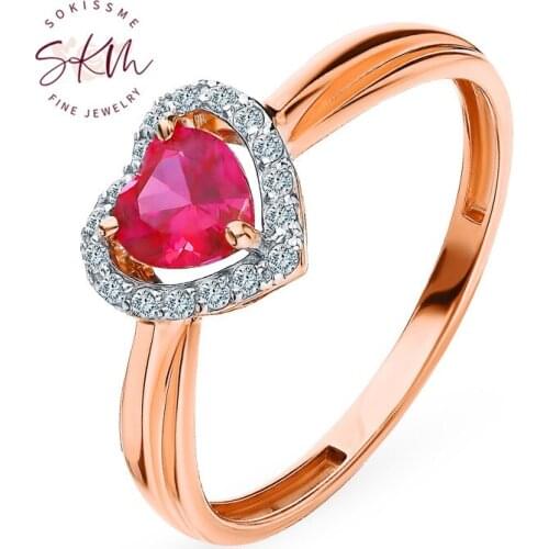 SKM Trendy ruby rings for women designer 14k rose gold brand designer Engagement wedding rings designer Luxury Fine Jewelry