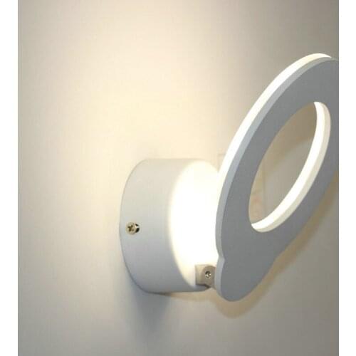 Modern White Plated Aluminum Circular LED Round Adjustable Angle Study Bedside Wall Lamp for Bedroom Aisle