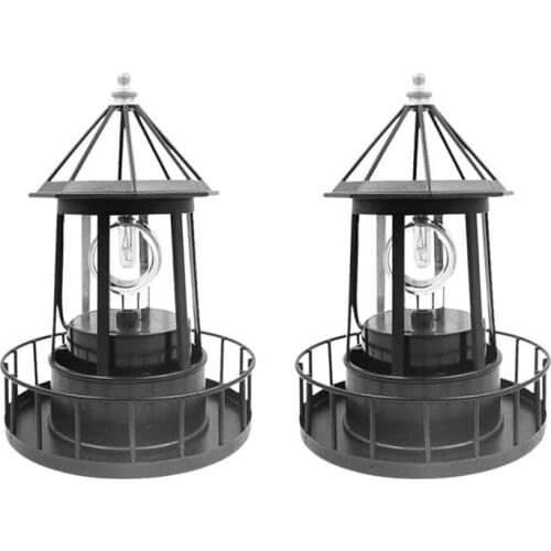 Lighthouse Solar LED Light Rotating Lamp IP44 Beacon Garden Yard Lawn Decor