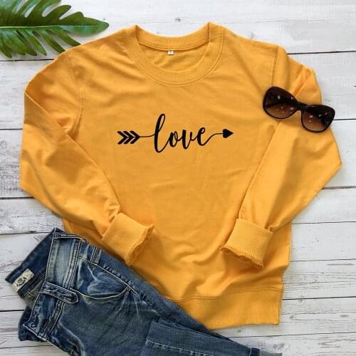 Love Arrow Valentines 100%Cotton Sweatshirt Funny 90s Valentine’s Day Gift For Girlfriend Cute Women Graphic Jumper Sweatshirts