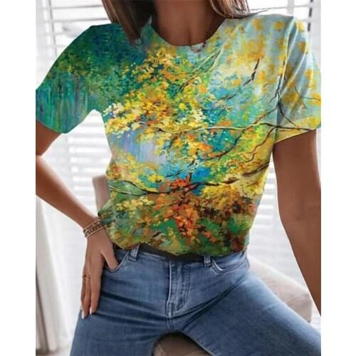 3D Plant Flowers Print Women T-Shirts 5XL Plus Size O-Neck Fashion Tee Short Sleeve Summer Pullovers Tops Female Casual T-Shirt