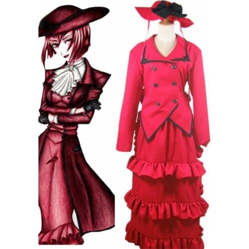 Amorous Black Butler Madam Red Angelina Dalles Cosplay Costume Womens Dress Long Skirt For Halloween