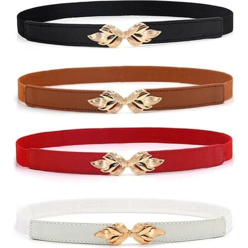 Women Fashion Waist Belt Narrow Stretch Dress Belt Thin Buckle Waistband For Fashion Ladies Belt