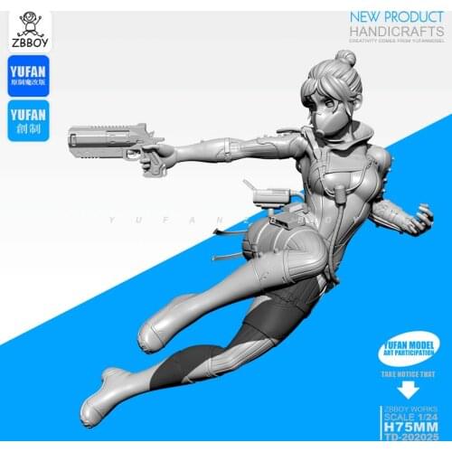 1/24 Resin Figure Kits Female warrior gunman resin self-assembled TD-202025