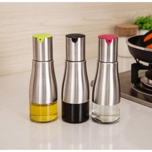 1PC 304 stainless steel glass bottom kitchen olive oil dispenser new type cooking gravy boat 320ml J1476