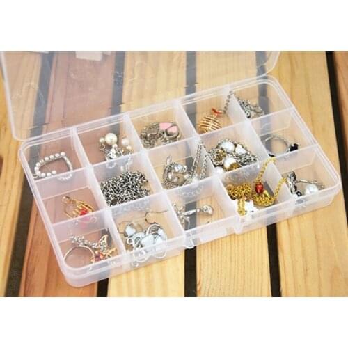 1PC 15 Case Sheet Of Transparent Plastic Storage Box Nail Jewelry Box + Fast Shipping