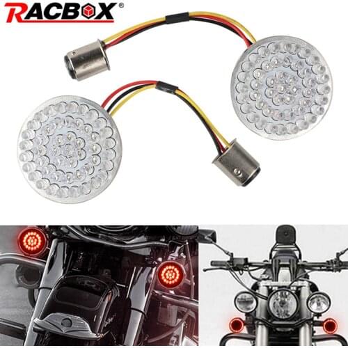2Inch Motorcycle Bullet Turn Signal Light Indicator LED Wick 24W 1157 Red Inserts Light Fit For Harley 12V