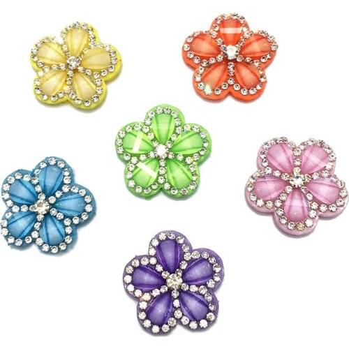 20Pcs/Lot 2.4CM Acrylic Rhinestone Flower Applique For DIY Clothes Patch Hat Shoes Decoration Headwear Hair Clips Accessories