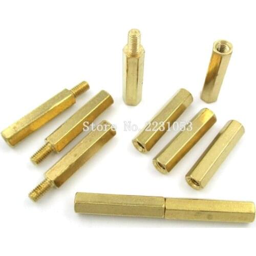 20PCS M3 Male x M3 Female 20mm Long Hexagonal Brass PCB Standoffs Spacers M3 Screw Set Kit M3*20 mm Hex Screw 10 Sets