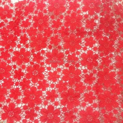 2019 New 118CM Width Red african cord lace fabric african guipure lace water soluble chemical lace