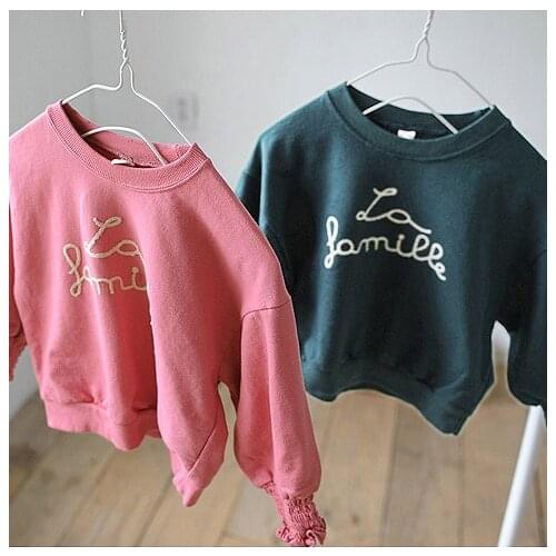 2020 spring and autumn childrens clothing new girls cute western letter bubble cuff all-match sweater