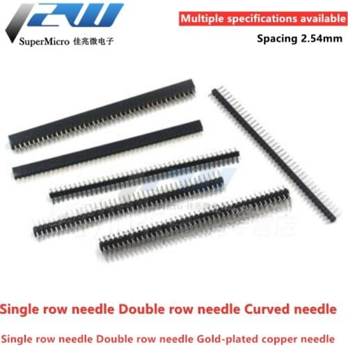 5pcs pitch 2.54MM double row/single row pin 1x40P/2x40P straight/curved pin pin row female copper pin for Arduin o black